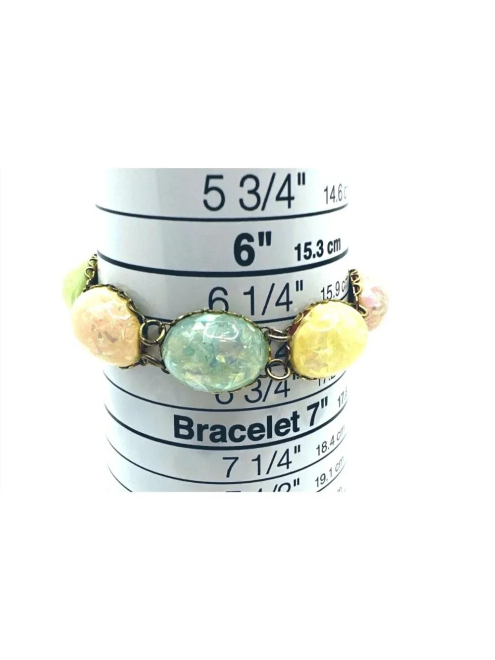 CORO Pegasus Confetti Bracelet Cabochon Pastel Lucite Vintage Gran Retro Dainty - Picture 8 of 15